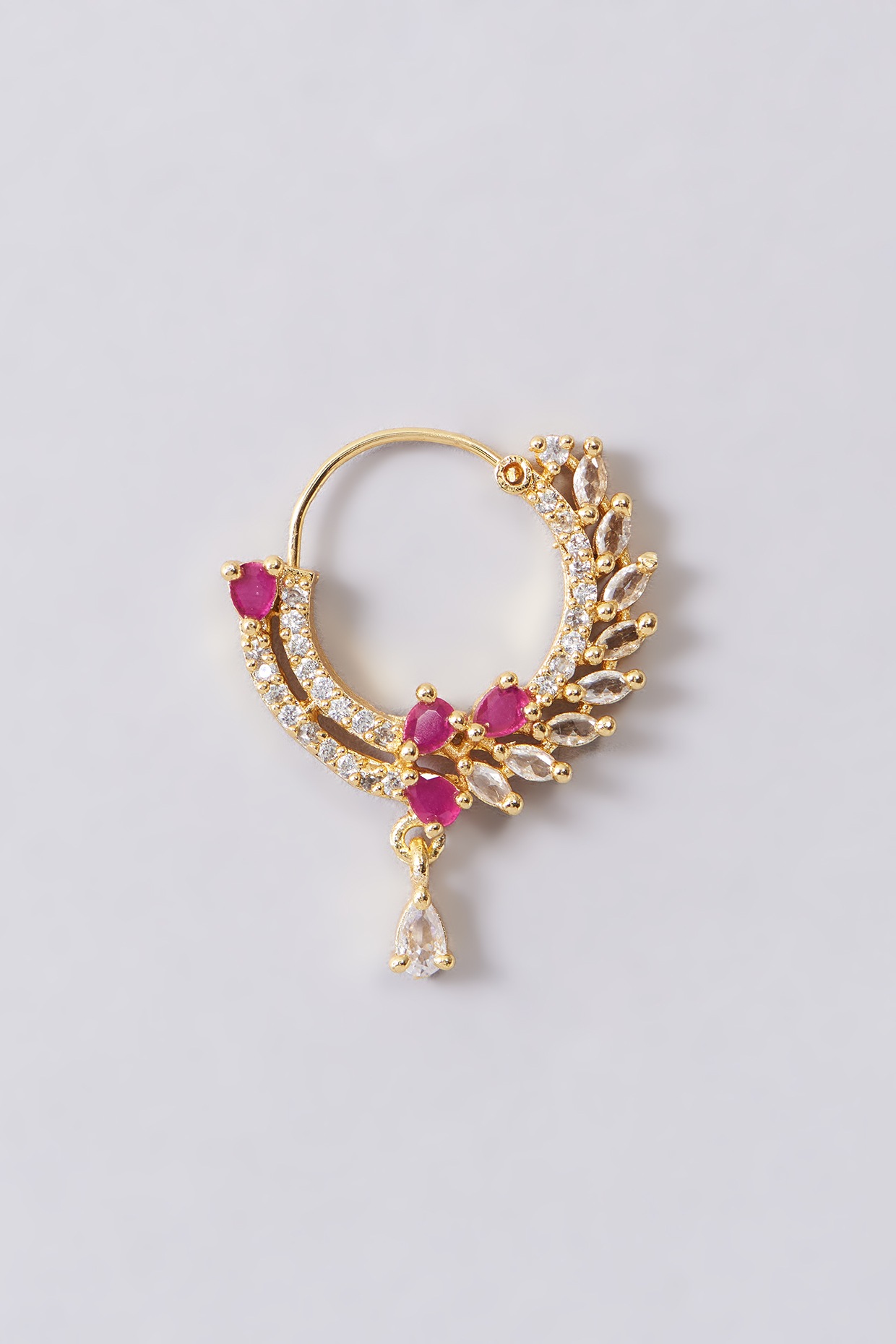 Buy Chinar Jewels Nose Ring Bridal Nathiya/Nath/Nathni/Nathaniya in Kundan,  Gold Plated in Pink and Golden Color with Pearl and Chain Silver & Alloy  can be wore in for Girls and Women at